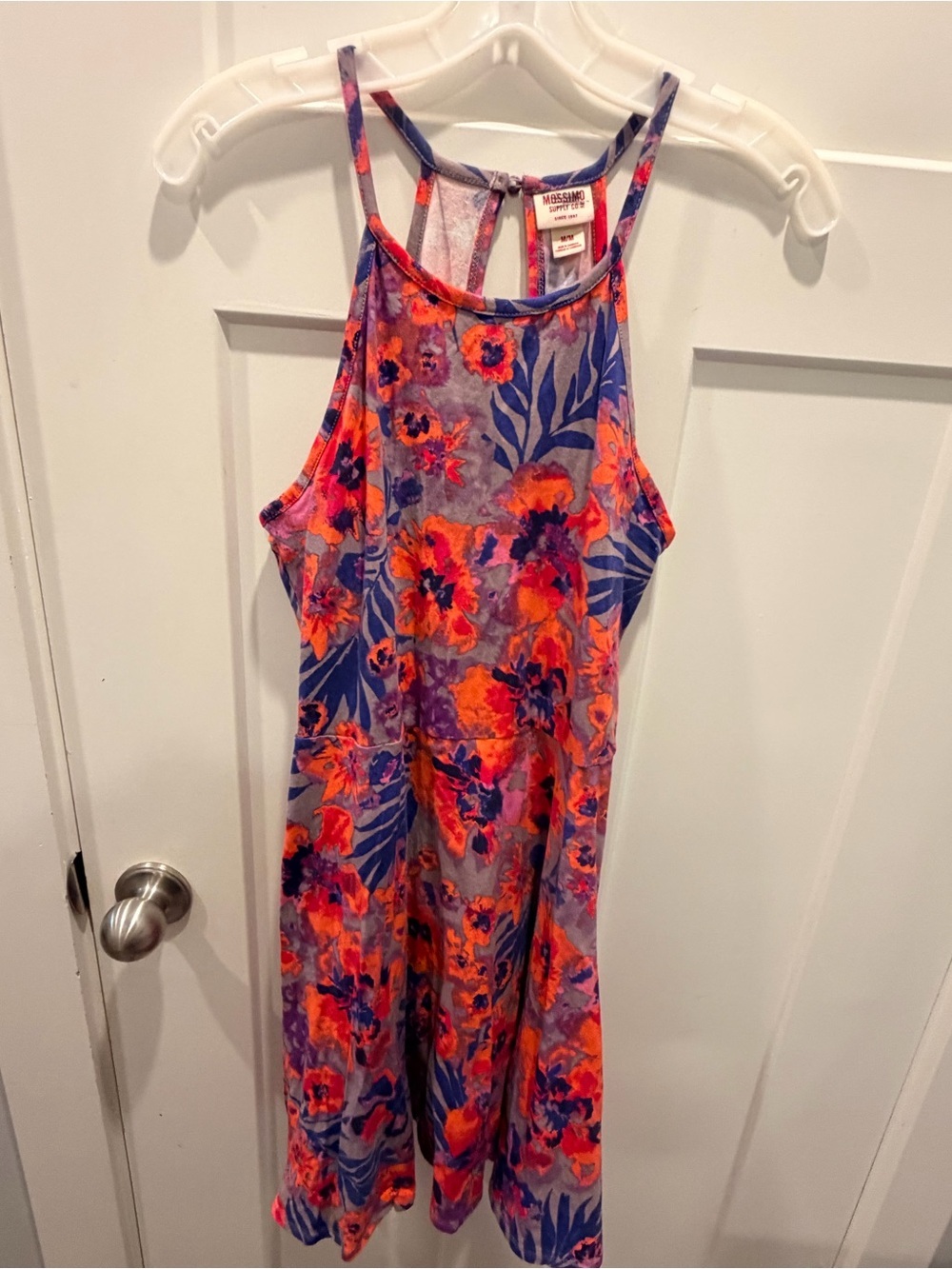 Mossimo Floral Racerback Skater Dress Medium Purple Orange Fit Flare Sundress